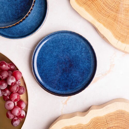 Altom Porzellan Untertasse Reactive Stripes blau , 14 cm