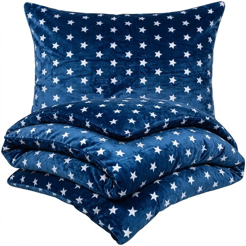 4Home pościel mikroflanela Stars niebieski, 140 x 220 cm, 70 x 90 cm