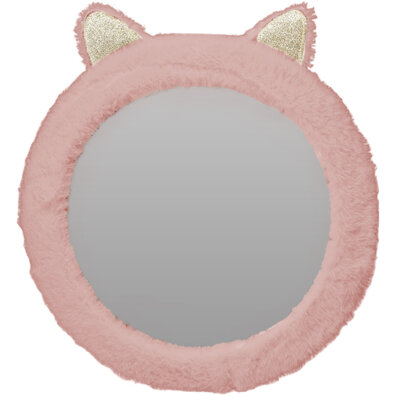 Futrzane lusterko z uszami, różowy, 31 cm