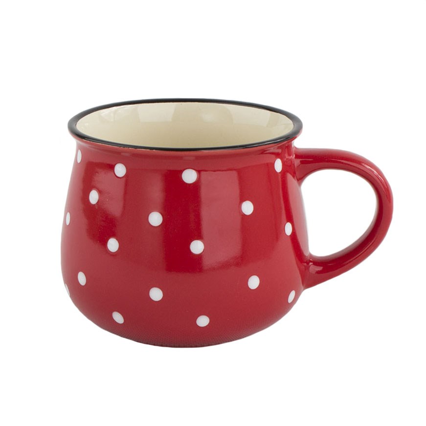 Kerámia bögre Dots 770 ml, piros, piros, 770 ml