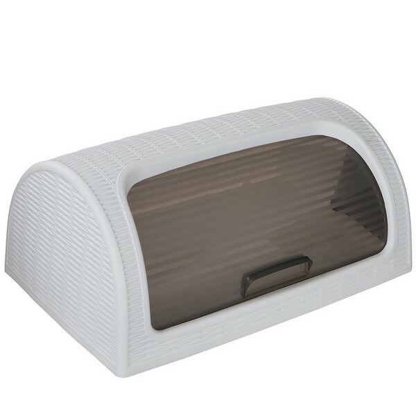 Altom Plastový chlebník Rattan White 41,7 x 26,9 x 18,1 cm