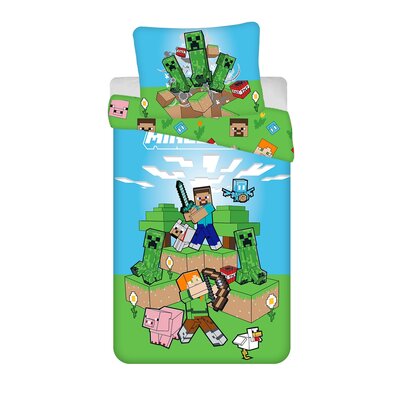 Jerry Fabrics Bombažno posteljnino MinecraftOutdoor Mobs, 140 x 200 cm, 70 x 90 cm