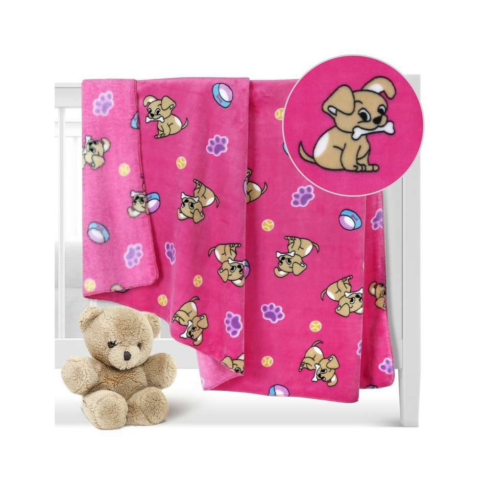 Bellatex Pătură pentru copii Ella Puppy roz , 100x 150 cm