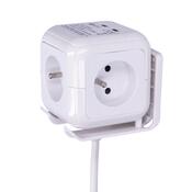 Solight PP145USB Predlžovací prívod Kocka so 4 zásuvkami a USB, biela