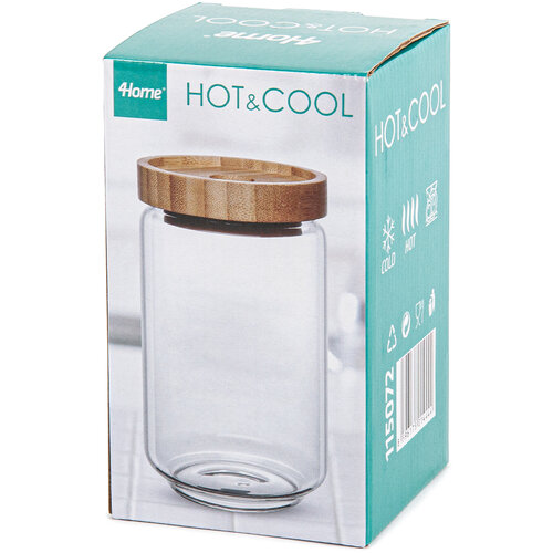 4Home Vorratsdose aus Glas mit Deckel Bamboo Style, 800 ml