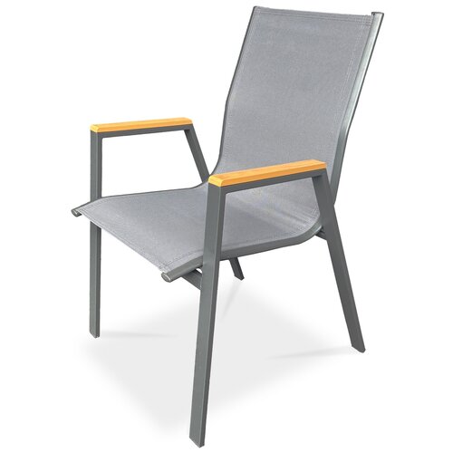 Autronic Gartenstuhl, Metall, Textil, Grau,  AZC-S1050 GREY