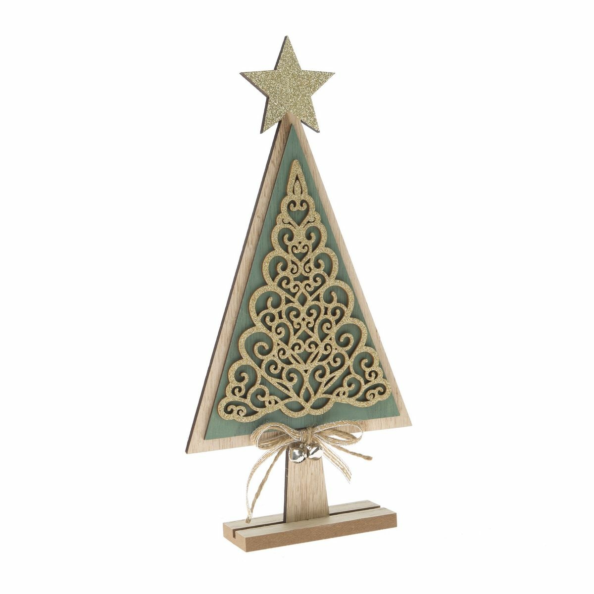Fotografie Dřevěný vánoční stromek Ornamente zelená, 11 x 23 x 4 cm