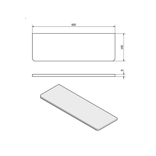 SAPHO 23482 polica 60 x 10 x 0,8 cm, prozornosteklo