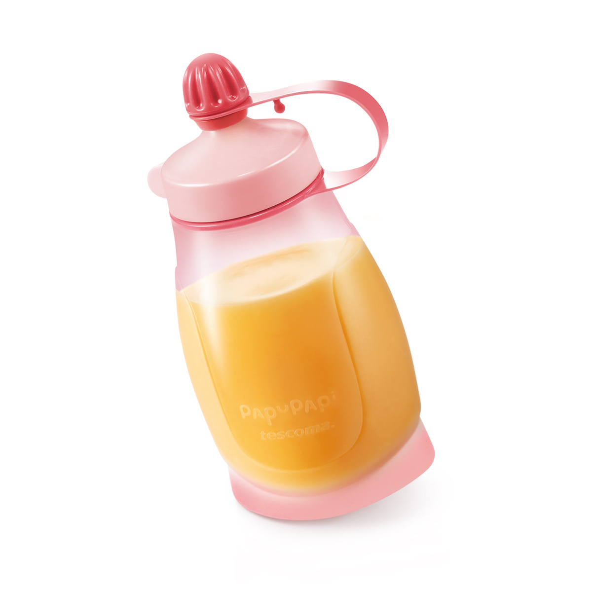 Tescoma Rugalmas palack PAPU PAPI 200 ml kanállal, rózsaszínű, rózsaszín akciós termékkép 1