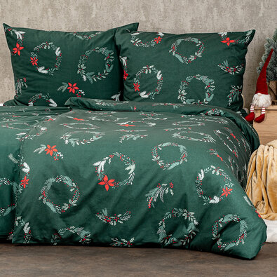 4Home Poinsettia karácsonyi pamut ágyneműhuzat, 140 x 220 cm, 70 x 90 cm