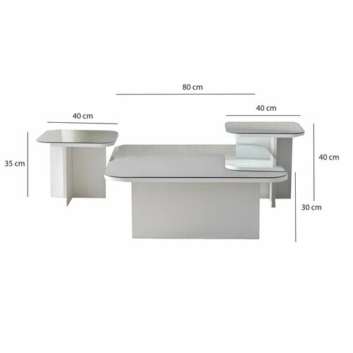 Súprava konferenčných stolíkov Jazz White