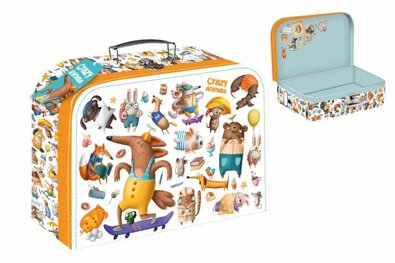 Teddies Crazy Animals iskolai papírbőrönd, 35 x 23 x 10 cm