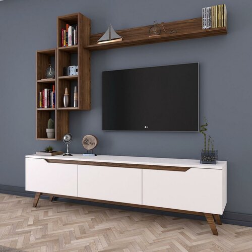 Mia Walnut and White TV fal