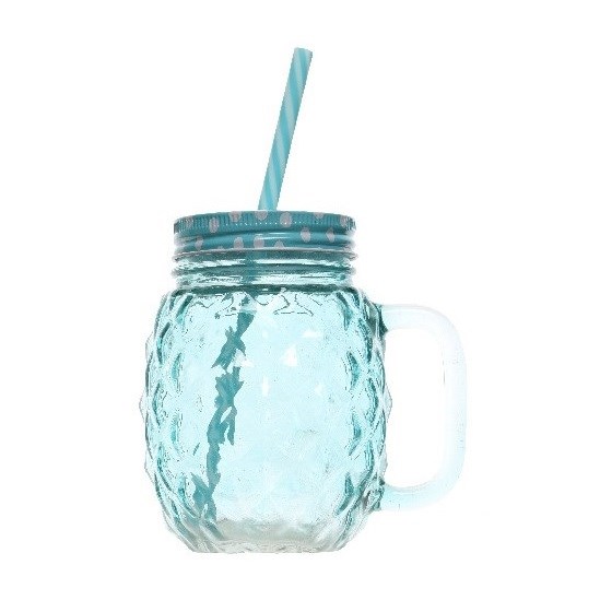 Džbánok so slamkou modrá, 13 cm