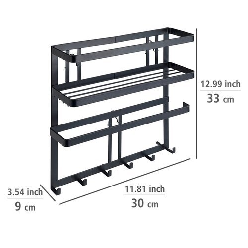 Wenko Raft multifuncțional de bucătărie cu cârligeGala, 33 x 9 x 30 cm