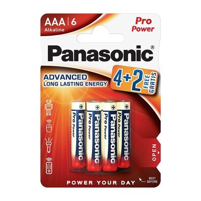 Panasonic Sada batérií LR03PPG/6BP 4+2F Pro Power Gold AAA