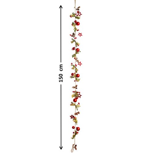 Božična girlanda Nature rdeča, 150 cm