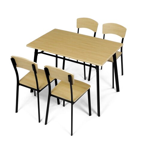 Set de masă Industrial cu 4 scaune, 110 x 70 x 76cm, maro