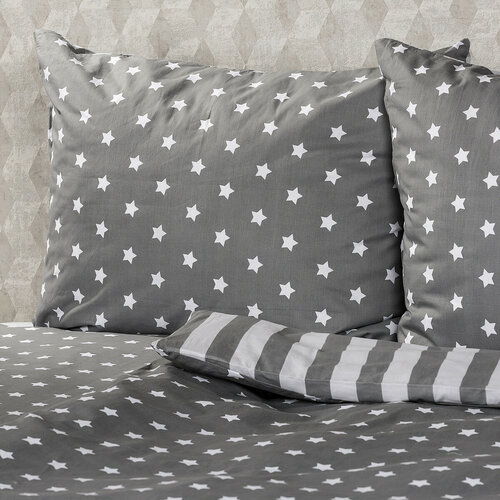 4Home Bombažno posteljnino Stars siva, 220 x 200 cm, 2x 70 x 90 cm