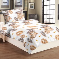 Lenjerie de pat din micro-pluș Brown Leafs, 140 x 200 cm, 70 x 90 cm