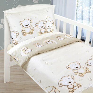 Bellatex Baumwollbettwäsche für Kinderbetten Agata Bär Beige, 90 x 135 cm, 45 x 60 cm