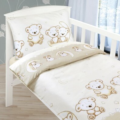 Lenjerie de pat pentru copii Bellatex Agata Bear bej, 90 x 135 cm, 45 x 60 cm