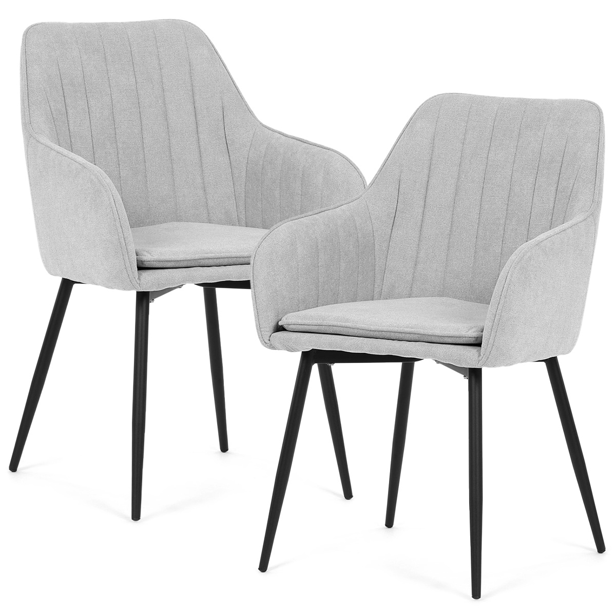 Fotografie Sada jídelních polstrovaných židlí 2 ks, stříbrná, 53 x 80 x 62 cm