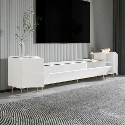 Imej White Marble and Gold  TV-asztal szekrényekkel