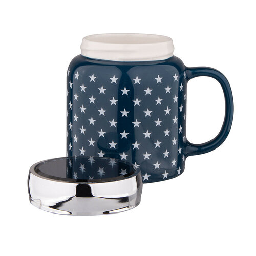 Cană din porțelan cu capac Altom Easy Morning Star, 420 ml