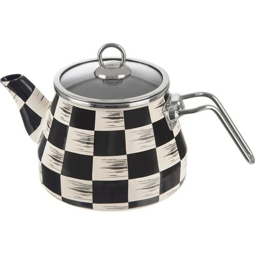 Orion Emaille-Teekessel Schachbrett Saum, 2 l