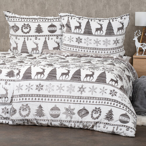 4Home Різдвяна постільна білизна з мікрофланелі Christmas time сірий, 140 x 200 см, 70 x 90 см