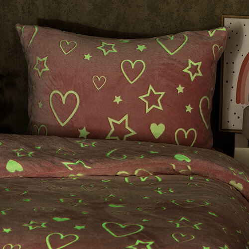 Lenjerie de pat luminoasă, din micro-flanelă, 4Home Heart, 140 x 200 cm, 70 x 90 cm