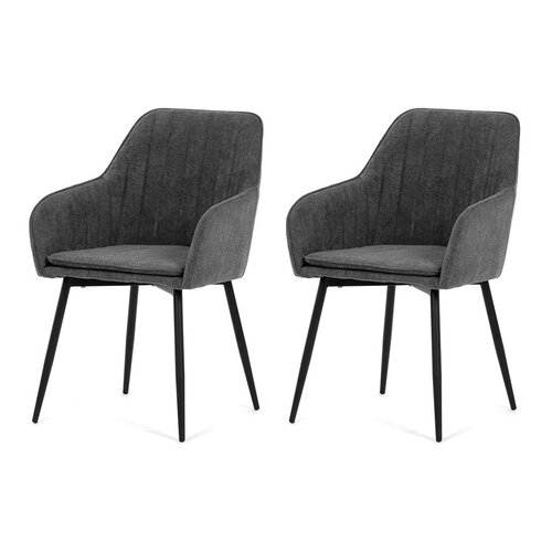 Set de 2 scaune de sufragerie tapițate, gri, 53 x80 x 62 cm