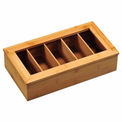 Kesper 58900 Organizer na herbatę bambusowy, 5 przegródek, 36 x 20 x 9 cm