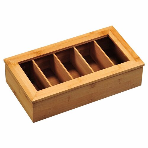 Kesper 58900 Organizer na herbatę bambusowy, 5 przegródek, 36 x 20 x 9 cm