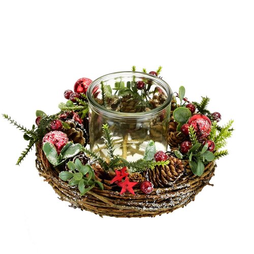 Božični okrašen svečnik Sedrino, 11 x 22 cm