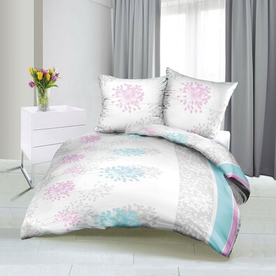 Bellatex Tavasz szatén ágynemű, rózsaszín, 140 x 200 cm, 70 x 90 cm