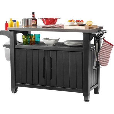 Keter Multifunkční zahradní grilovací stolek UNITY XL 270l grafit, 134 x 52 x 90 cm