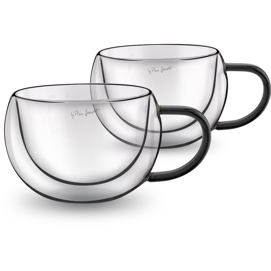 Lamart LT9114 2-dielna sada pohárov na cappuccino Vaso, 270 ml, čierna