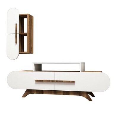 Stolik pod telewizor z szafką Rose Walnut and White