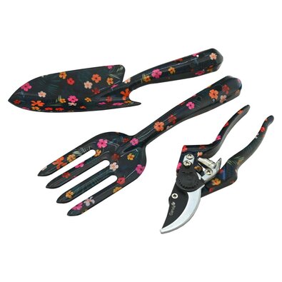 Garvia Zestaw narzędzi ogrodniczych 3 szt. Dark Flowers