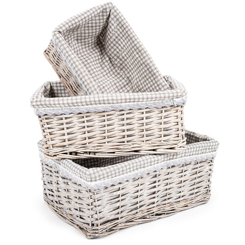 Weidenkorb-Set Village Grau, 3 Stück, 3Größen, 30 x 16 x 40 cm