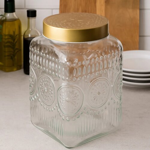Altom Üvegedénykészlet arany fedéllel Daisy 2,2 l,4 db