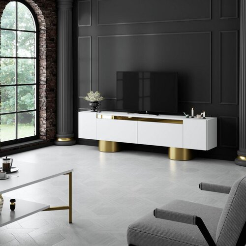 Televizní stolek Bohem White and Gold