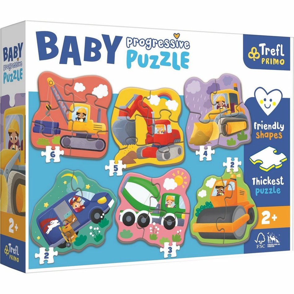 Levně Trefl Baby puzzle Na staveništi, 6v1 (2-6 dílků)
