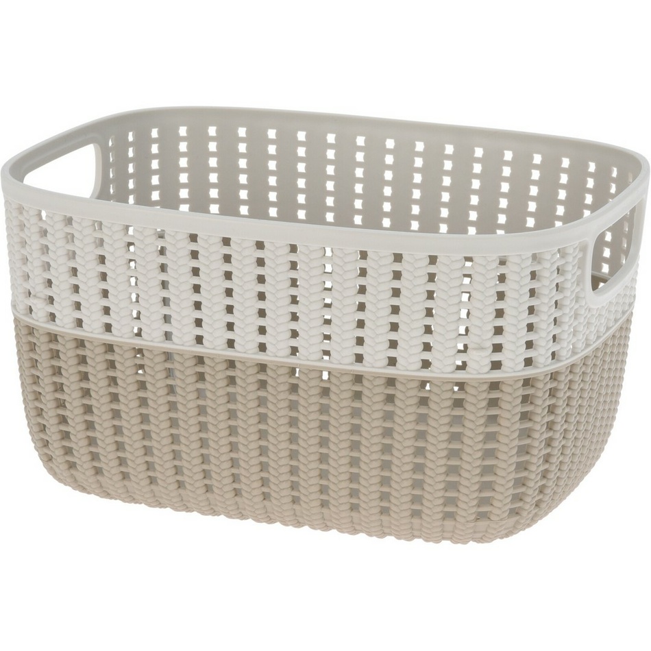 Coș de plastic Duo, crem, 28,6 x 21,8 x 15,1 cm