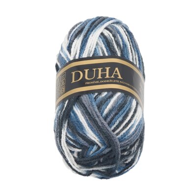 Garn DUHA weiß, blau, grau , 50 g / 150 m