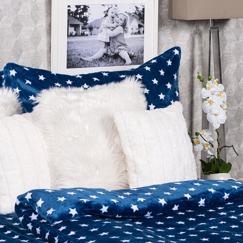 4Home posteljnina iz mikroflanela Stars modra, 140x 220 cm, 70 x 90 cm