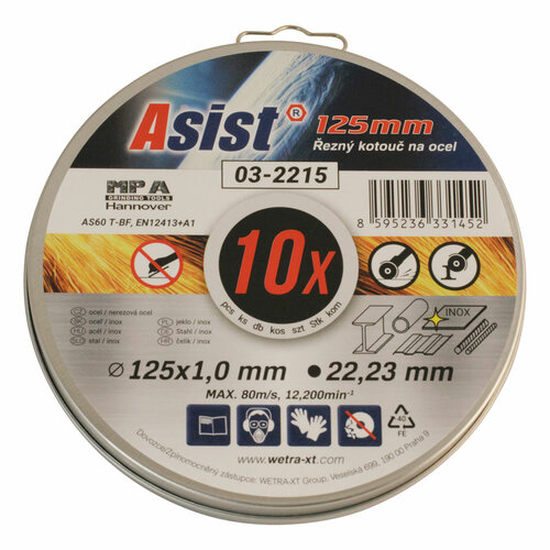 Asist 03-2215 vágótárcsa készlet, acél/INOX, 10 db, 125 x 1 mm