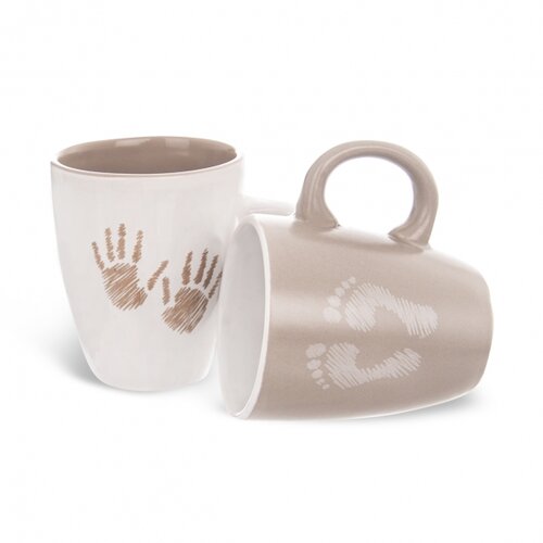 Set 2 căni Orion Hands and Feet, din ceramică, 140 ml